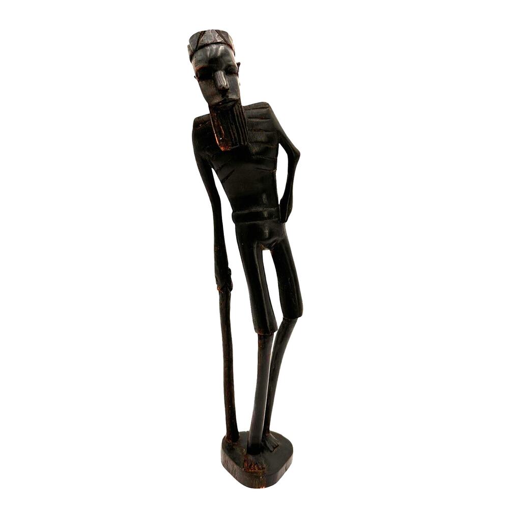 Vintage African Carved Wooden Folk Art Statue